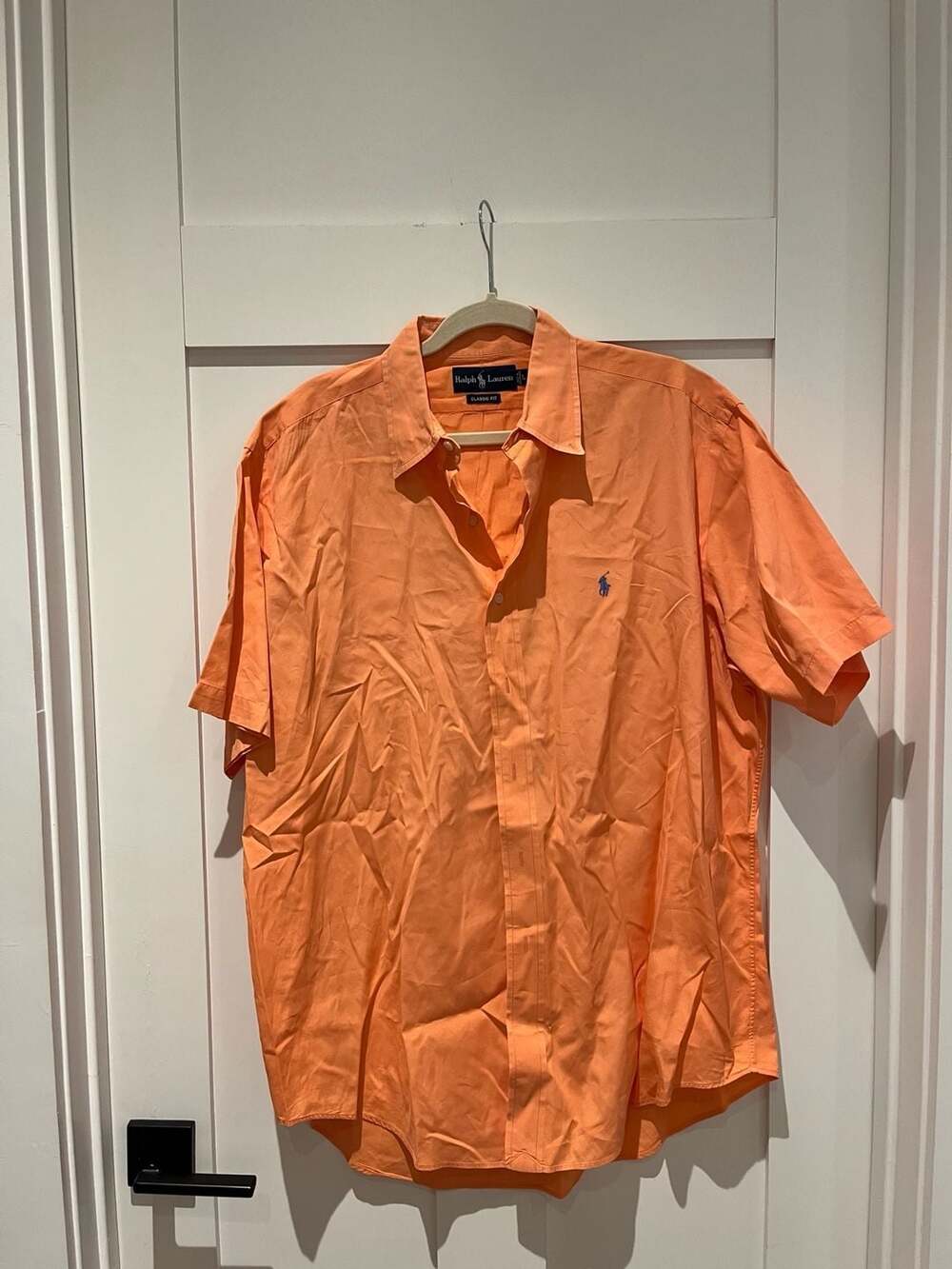 Ralph Lauren Classic Fit Short Sleeve Button Down Shirt Orange Size L
